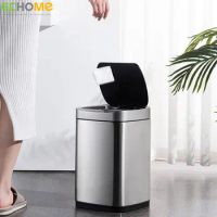 ECHOME 10L Trash Can Intelligent Induction Type Stainless Steel Large Capacity Automatic Covered Household Bathroom Kitchen