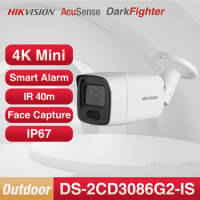 Hikvision 4K AcuSense Network IP Bullet Camera Night Vision 40m Audio Alarm SD Card Security Protection 8MP Cam DS-2CD3086G2-IS