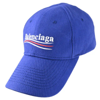 【Balenciaga 巴黎世家】潮流街頭風電繡LOGO棉質棒球帽(藍)