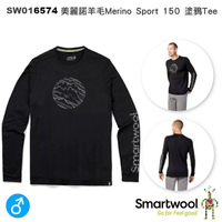 【速捷戶外】美國 Smartwool SW016574 男 Merino Sport 150 美麗諾羊毛塗鴉Tee(無畏風暴 黑色),柔順,透氣,排汗, 抗UV