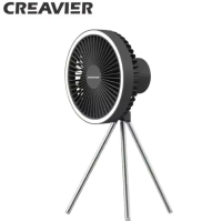 Creavier 戶外露營風扇連灰色收納包 充電式【大容量8000mah】三腳架風扇 吊扇 吊燈 三檔定時  