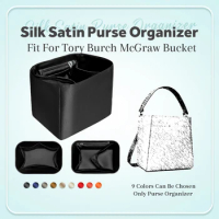 Silk Satin Purse Organizer Insert, Inner Bucket Bag Storage Insert Fit for Tory Burch McGraw Bucket 