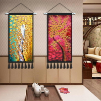 發財樹掛畫布藝北歐風掛布掛毯超大客廳背景裝飾畫走廊遮擋壁畫簾