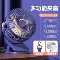 新款usb充電夾子風扇桌面嬰兒車小夾扇燈光