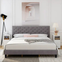 New Hot Sale Luxury Italian Bed Base Tufted Headboards Wood Queen Size Modern California King Bed Frame