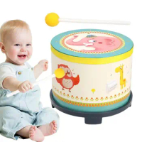 Kids Drum Set Toy Wooden Music Kit With Cute Pattern Music Toys Sensory Toddler Drum Set For Kids Montessori Musical
