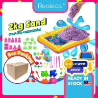 50PCS+ 2kg Realeos THE SAND Dynamic Eco Sand Castle Play Set Alat Main Mainan Diy untuk Kanak-kanak