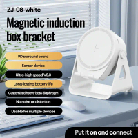 4-in-1 Wireless Sensor Audio Bluetooth Speaker Phone Holder, 360 ° Rotary Base dengan LED, Universal