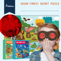 MiDeer 35PCS Children Jigsaw Puzzle Children Exploratory Puzzle Matching Secret Glasses Cartoon Toy Gifts 3Y+