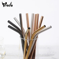 6mm Straw with Cleaner Brush Short cocktail tubes Long Metal Drinking tubules Drink Straws For Smoothies Tapioca Milk Tea