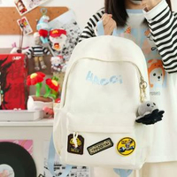 全城熱賣 - 美式復古書包初中大學生大容量簡約輕便雙肩包男補課寬肩帶背包女白色【單個書包】