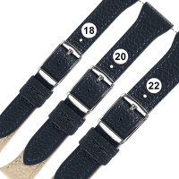 Watchband / 18.20.22mm / 各品牌通用 經典色系 快拆型 雙色真皮錶帶-深藍x米白色