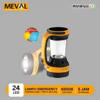 Meval 24 LED Camping Lamp + 3W Senter + Panel Surya - Putih