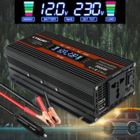 LCD display car inverter DC 12V to AC 220V 230V 240V 1500W/2000W/2600W Voltage Converter Transformador Universal Socket