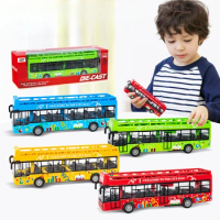 15cm Alloy Car Bus Model Double-Decker Pull Back Vehicle Children's Toy Car Bus Birthday Gifts excavadora para niños