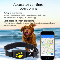 GPS ตัวระบุตำแหน่งสุนัขแมวและแมว GPS ตัวระบุตำแหน่งตัวติดตามสัตว์เลี้ยงอัจฉริยะป้องกันการสูญหาย