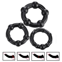 3 Pcs/Set Cock Penis Ring Bead Penis Ring Male Delay Ejaculation Lasting Silicone Erection Ring Sex Toys for Men Adults
