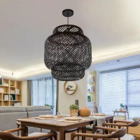 Rattan Chandelier Pendant Bar Lamp Shade Ceiling Hanging Lamp