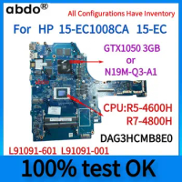 DAG3HCMB8E0.For HP 15-EC1008CA 15-EC Laptop Motherboard.L91091-601 L91091-001.CPU R5-4600H.GPU GTX1050 3GB or N19M-Q3-A1