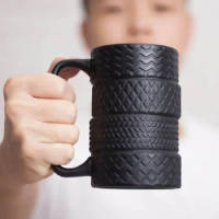 Ceramic Tyre Tire Coffee Mug Car Mug Morning Cup Juice Milk Mugs for Birthday Holiday Gifts Coffee Cups Wheel Coffee Mug Desk