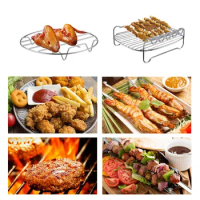 2 Pcs Air Fryer Accessories Air Fryer Rack Set Multi-Purpose Double Layer Rack with Skewer for XL Power Airfryer Philips