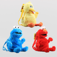 Sesame Street Plush กระเป๋าเป้สะพายหลัง Elmo Cookie Monster Big Bird ตุ๊กตาสัตว์ไหล่กระเป๋าสำหรับเด็ก Gift