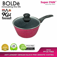 BOLDe Super Pan - Sauce Pan Black Pink 18cm - Teflon Panci Gagang 18cm