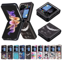 Wallet Cartoon Pattern Colored Flip Leather Cover For Samsung Galaxy Z Flip 5 Z Flip 4 Z Flip 3 Magnetic Flip Z Flip5 4 3 Case