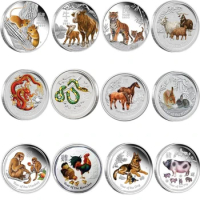 Australia Twelve Zodiac Chinese Style Year of The Tiger Silver 1 Oz Painted Commemorative Coins Metal Crafts Collection