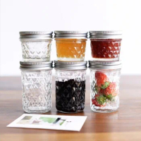 New 120ml/250ml Mason Jar Transparent Glass Sealed Bottle Transparent Glass Can for Fruit Juice Jam Dried Fruit Sauce Split JarN