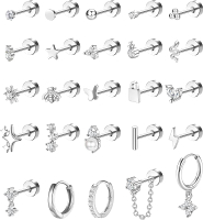 Jstyle Hypoallergenic Surgical Steel Earrings for Sensitive Ears Dainty Gold Flat Back Earrings for