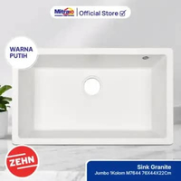 Sink Wastafel Granite Jumbo Zehn+ 1 Kolom Putih 76x44x22cm Bak Cuci Piring M7644 - Granite Sink Whit