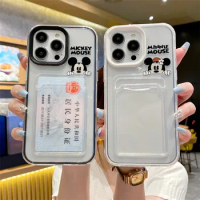 Disney Mickey Minne Card Slot Wallet TPU Soft Case For iPhone 13 11 12 Pro XS X XR 7 8 Plus SE 2 Shockproof Cool Storage Cover