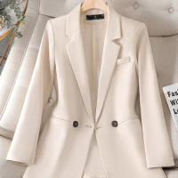 Yitimuceng Elegant Blazer for Women Korean Fashion Long Sleeve Solid Split Jackets Office Ladies Chic Coats Autumn Winter 2023