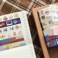 Waka Waka Japanese-style washi tape, Winter Love Paper Doll, basic material for journaling, Korean-s