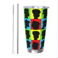Angel Gorillaz Insulated Tumbler with Straws Rock Vacuum Thermal Mug Double Wall Car Bottle Cup, 20oz