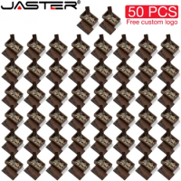 JASTER 50 PCS LOT USB 2.0 Flash Drive 128GB Free Custom Logo Pen Drive 64GB Wedding Gift USB Stick 32GB Crystal U Disk 16GB 8GB