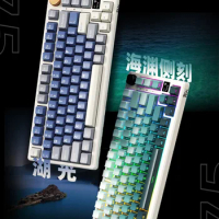 RK S75 Gaming Mechanical Keyboard Bluetooth Wireless/Wired Three-mode Keyboard RGB HotSwap Gamer Keyboard OLED Display