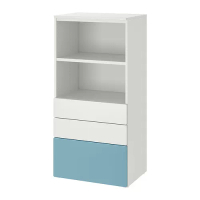 SMÅSTAD/PLATSA 書櫃, 白色 藍色/附3個抽屜, 60x42x123 公分