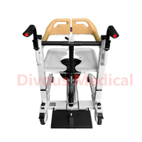 Multi-purpose Pedal Hydraulicall Adjust Patient Lift and Transfer Chair with Large Full Body Elderly Toilet Bath Commode Chair