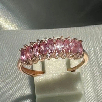 Natural gem Pink Sapphire, marquis cut, set in S926 silver (plated in rose gold)