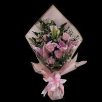 bucketBunga mawar+bunga Lily