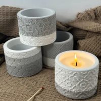 Concrete Flower Pot Silicone Mold DIY Handmade Cylinder Plaster Cement Storage Box Molds Resin Candle Jar Making Home Decor