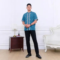 Nobby Elmara RSM Kemeja Koko Pria Kerah Shanghai Dengan Monogram Nobby Bahan Polly Dobby Putih S