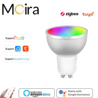 Zigbee Smart Home LED Bulb Spot Night Light Lamp 5W GU10 RGBCW Tuya Smartthings Works Alexa Google Home Philips Hue-compatible