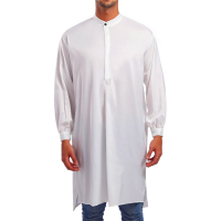 Baru jualan panas dropshipping jenama lelaki baju mudah panjang kasual imam baju Muslim jubah Thobe Arab a fesyen top pakaian