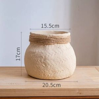 掬涵仿竹編水泥花盆花器創意花卉多肉綠植盆栽陽臺花園擺件侘寂風