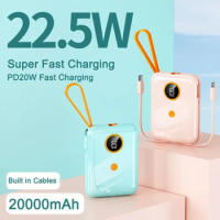 22.5W Power Bank 20000mAh Fast Charging Mini Powerbank Portable Charger Digital Display External Battery Pack for iPhone Samsung