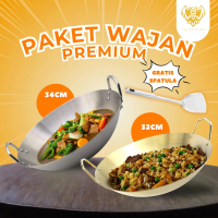 COD TERMURAH - Paket Wajan Tebal Anti Lengket 34CM + Wajan Gold 32CM Wok Pan Penggorengan