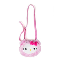 【震撼精品百貨】Hello Kitty 凱蒂貓~Sanrio KITTY童用大臉造型絨毛斜背包(裝扮熊熊粉)#12778